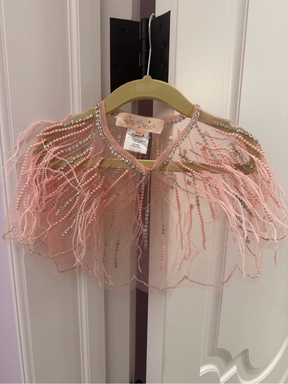 Tutu Du Monde Blush Pink Feathered Sequined Capelet